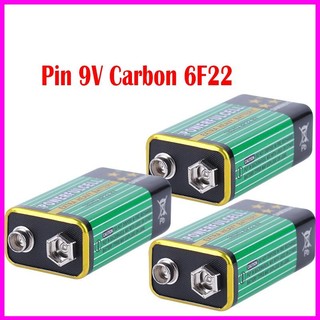 Pin 9V 6F22 Carbon Loại Xịn - Thân Thiện Với Môi Trường (Mẫu Ngẫu Nhiên) - Hộp Đế Pin 9V Có Nắp và Công Tắc ON/OFF