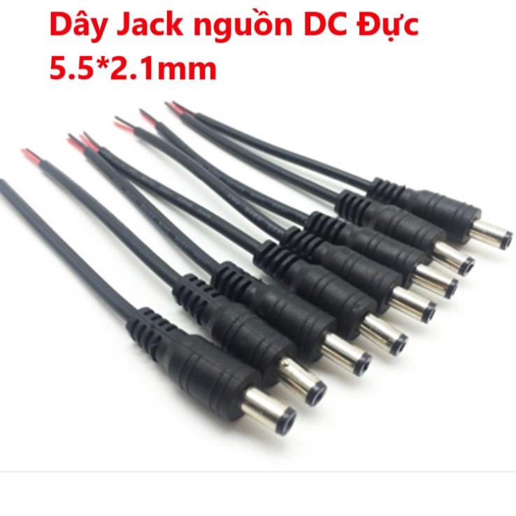 Jack nguồn DC Đực, Cái 5.5*2.1mm có dây dùng cho camera - Lõi dây đồng nguyên chất Hàng Xịn màu đen