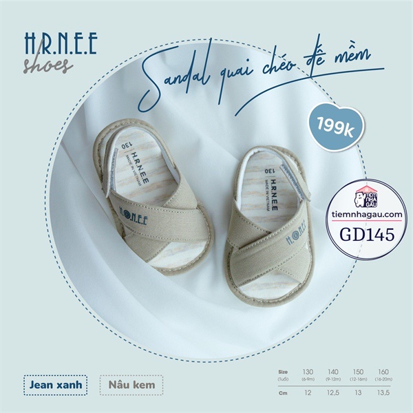 GD145 - Giày sandal quai chéo nâu kem 13/15