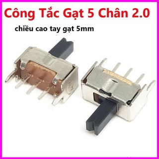 5 Cái Công Tắc Gạt 5 Chân, khoảng cách chân 2.0mm, chiều cao tay gạt 5mm
