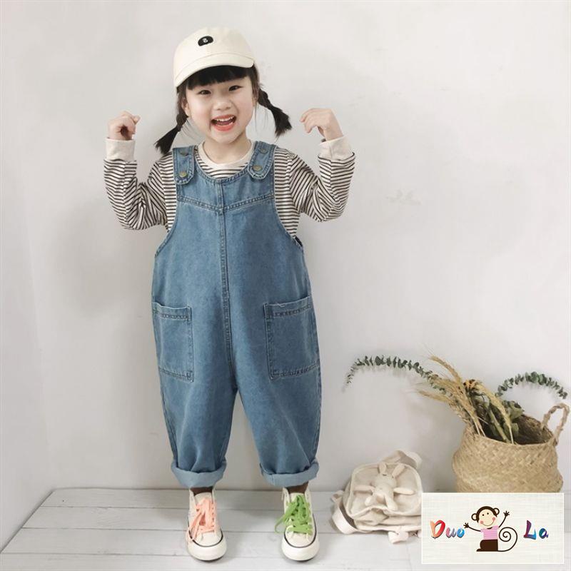 Quần Yếm Denim Thời Trang Xuân Thu Hàn Quốc 2023 Dành Cho Bé