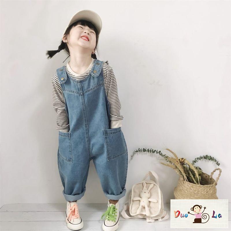 Quần Yếm Denim Thời Trang Xuân Thu Hàn Quốc 2023 Dành Cho Bé