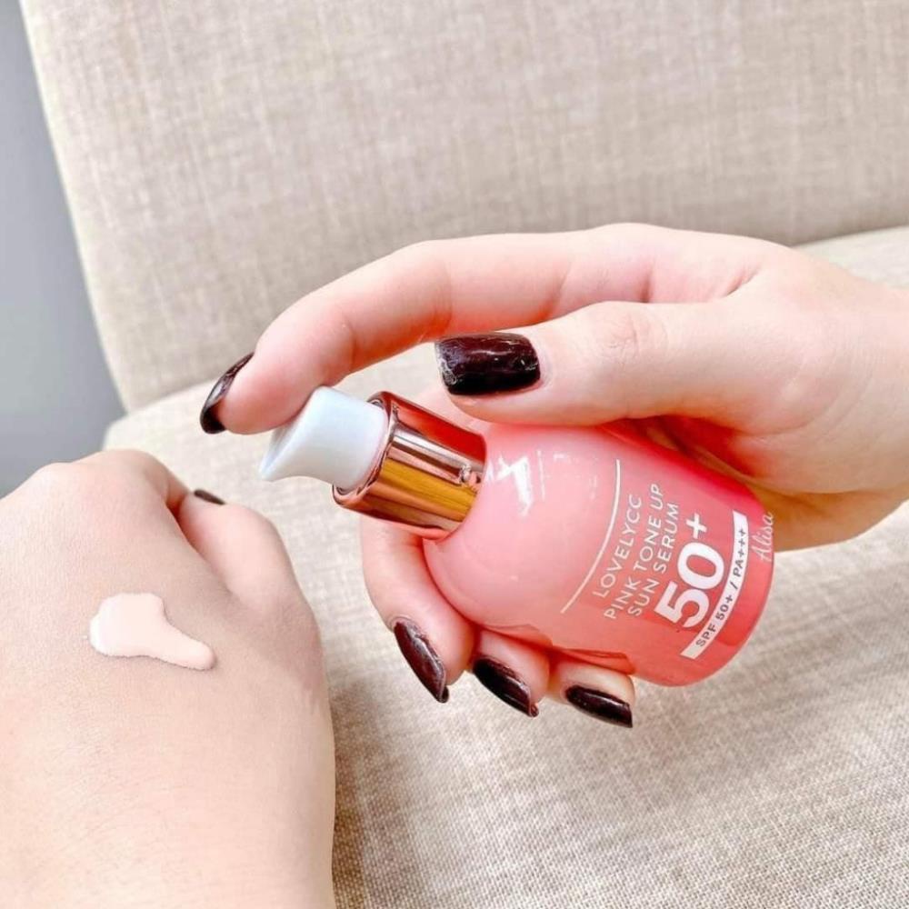 Tinh Chất LOVELY CC Pink Tone Up Sun Serum SPF50+ PA+++ 30gr Chống Nắng, Dưỡng Trắng Nâng Tone Hàn Quốc