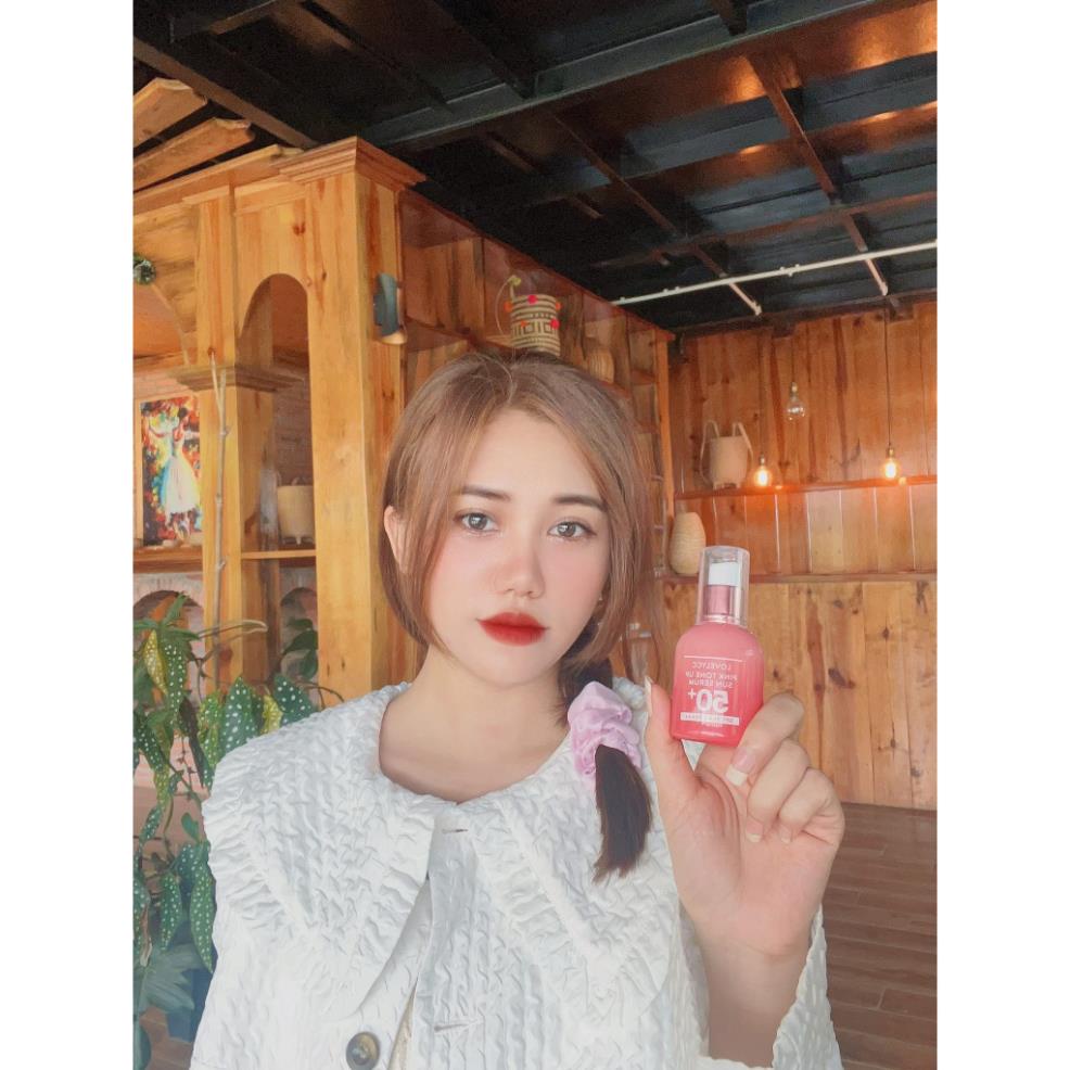 Tinh Chất LOVELY CC Pink Tone Up Sun Serum SPF50+ PA+++ 30gr Chống Nắng, Dưỡng Trắng Nâng Tone Hàn Quốc