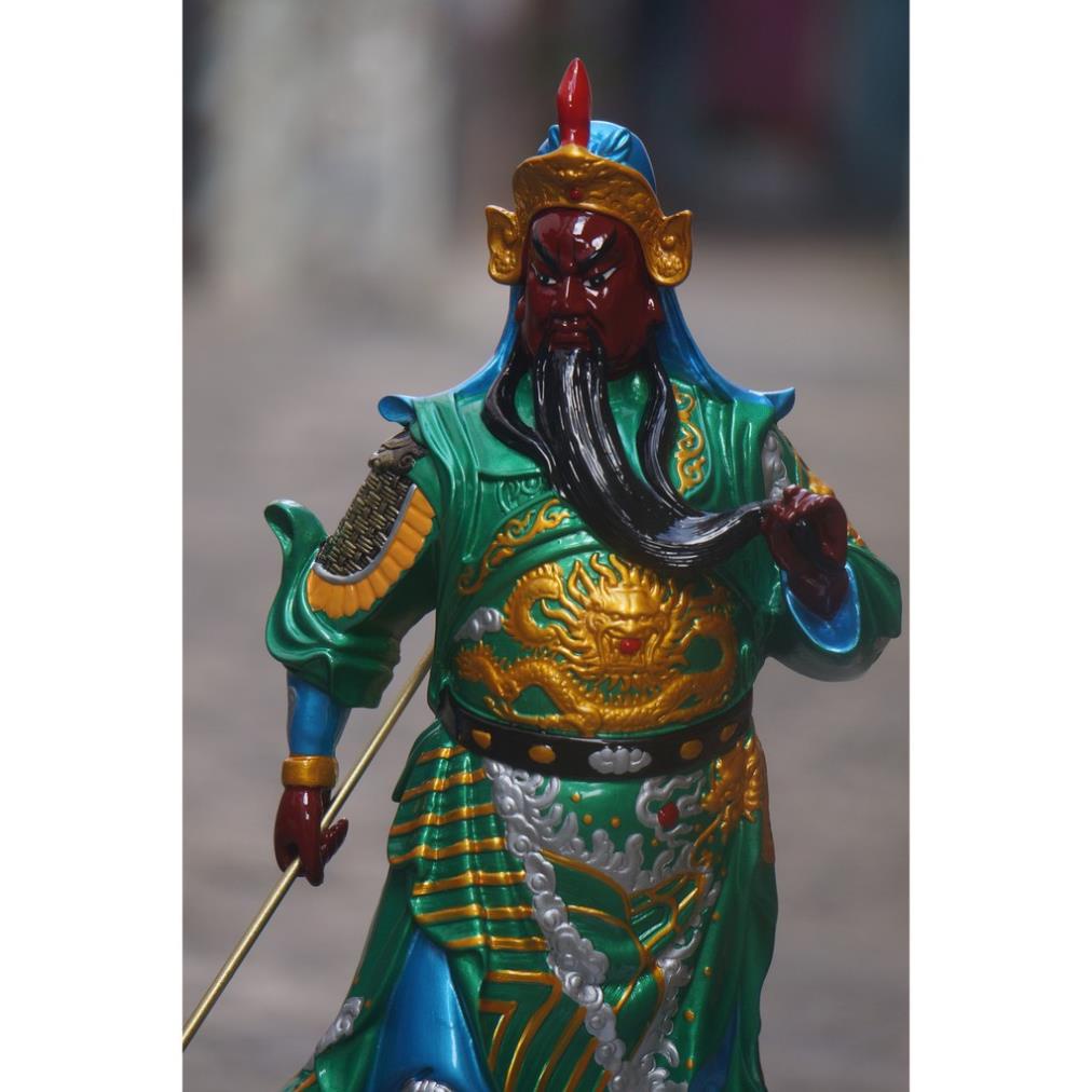 Tượng quan công quan thánh đế quân đứng vuốt râu bột đá composite cao 40cm  - SHOP PHẬT GIÁO DƯƠNG KHOA