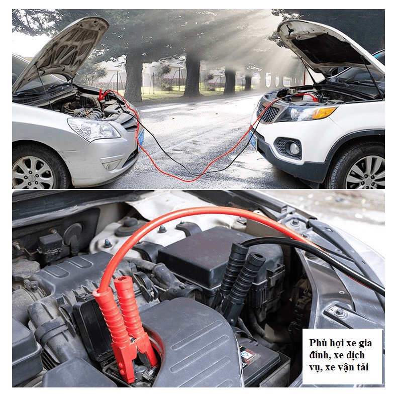 Sale lớn Dây Câu Kích Bình Ắc Quy Cứu Hộ Ô Tô Xe Hơi Khẩn Cấp 2000AMP Dài 4 Mét