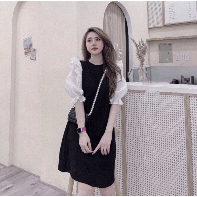 Váy Xinh nhẹ nhàng mùa Hè cho Bầu thiết kế Bèo Vai tay lỡ xinh xắn váy đi chơi đi làm, quà tặng