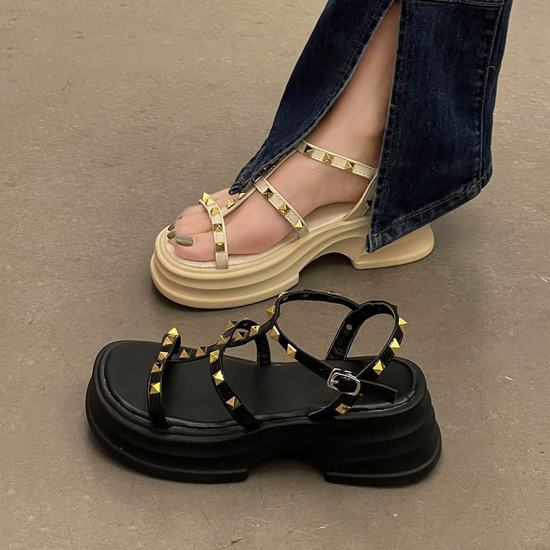 Xăng đan Hở Ngón Đế Dày Phẳng Mùa Hè 2023 Có Đinh Tán Thời Trang Cho Nữ