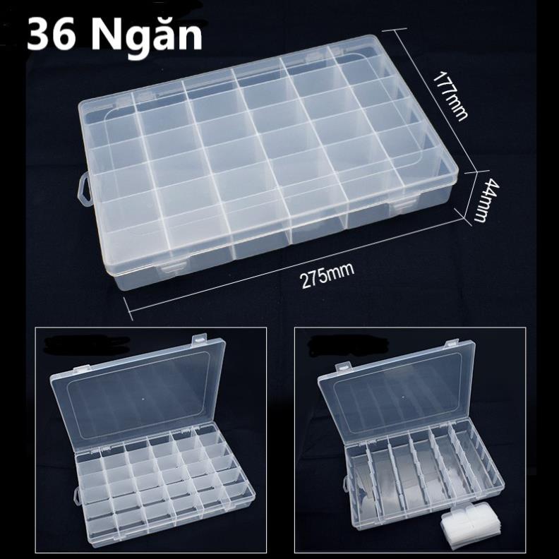 Hộp Nhựa Đựng Linh Kiện Điện Tử, hộp đựng móng giả, đồ nail, mi giả, đồ câu 10 Ngăn, 15 ngăn, 24 ngăn
