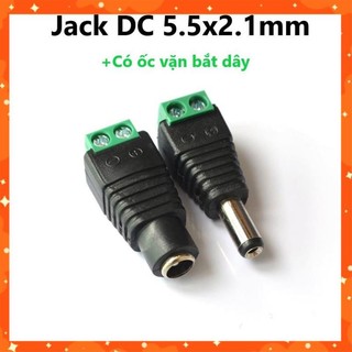 Jack dc nối nguồn đực/cái 5.5x2.1mm - jack nối nguồn camera có ốc vặn