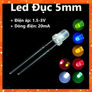 Led đục phi 5 - led 5mm các màu led đỏ, led xanh lá, led xanh dương, led vàng, led trắng - điện áp 1.5-3v