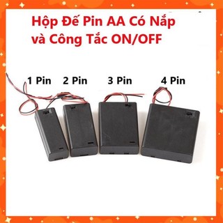 Hộp đế pin aa 1 pin, 2 pin, 3 pin, 4 pin có nắp và công tắc on/off, pin con thỏ, pin 1,5v