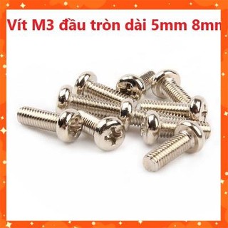 Gói 10 con - vít m3 đầu tròn dài 5mm - m38, gói 10 con - đai ốc lục giác m3 - đường kính trong 3mm