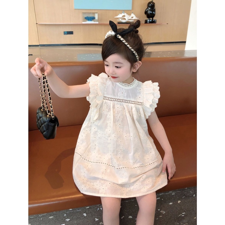 Đầm Trắng Mỏng Thời Trang Mới Năm 2023 Phong Cách Nước Ngoài Dành Cho Bé Gái