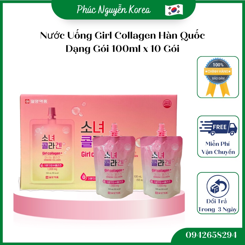 Nước Uống Girl Collagen Hàn Quốc Dạng Gói Hộp 10 Gói x 100ml, Giúp Đẹp Da Và Ngăn Ngừa Lão Hóa - Phúc Nguyễn Korea