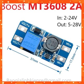 Mạch module boost tăng áp dc-dc mt3608 2a điện áp vào 2v-24v cho ra 5v-28v