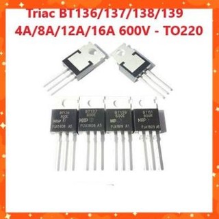 Triac bt136, bt137, bt138, bt139 - 600e 4a / 8a / 12a / 16a 600v to220