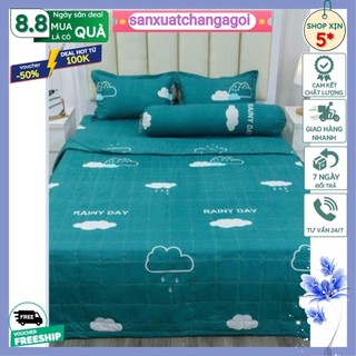 Ga Trải Giường,Ga Chun Bọc Đệm Poly Cotton 1m2 1m4 1m6 1m8 2M2-sanxuatchangagoi mẫu đám mây xanh