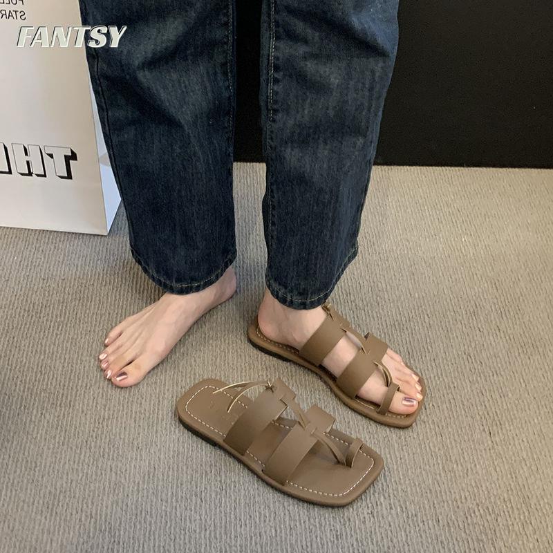 Dép Sandal Đế Bằng Mũi Vuông Phong Cách Roman Mẫu Mới 2023 Thời Trang Xuân Hè Cho Nữ