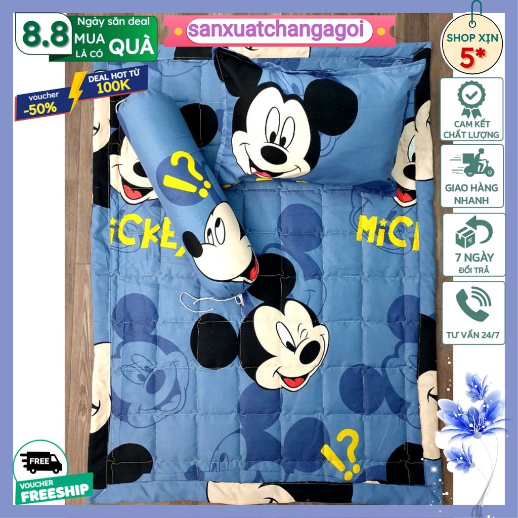 Bộ chăn, gối 5 món cho bé - Mẫu chuột mickey ( đã bao gồm cả ruột gối ạ)-sanxuatchangagoi