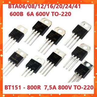 BTA06, BTA08, BTA12, BTA16, BTA20, BTA24, BTA41, BT151 - 600B, 700B, 800R Thysistor 6A, 8A, 12A, 20A, 24A  600V TO-220