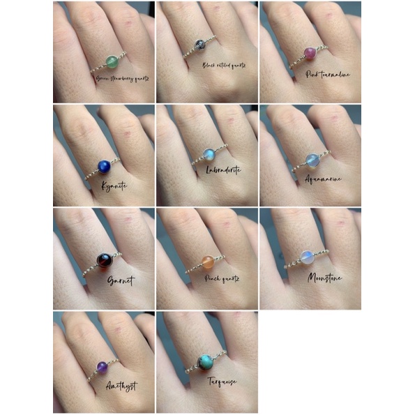 Nhẫn đá thiên nhiên quấn dây đồng basic