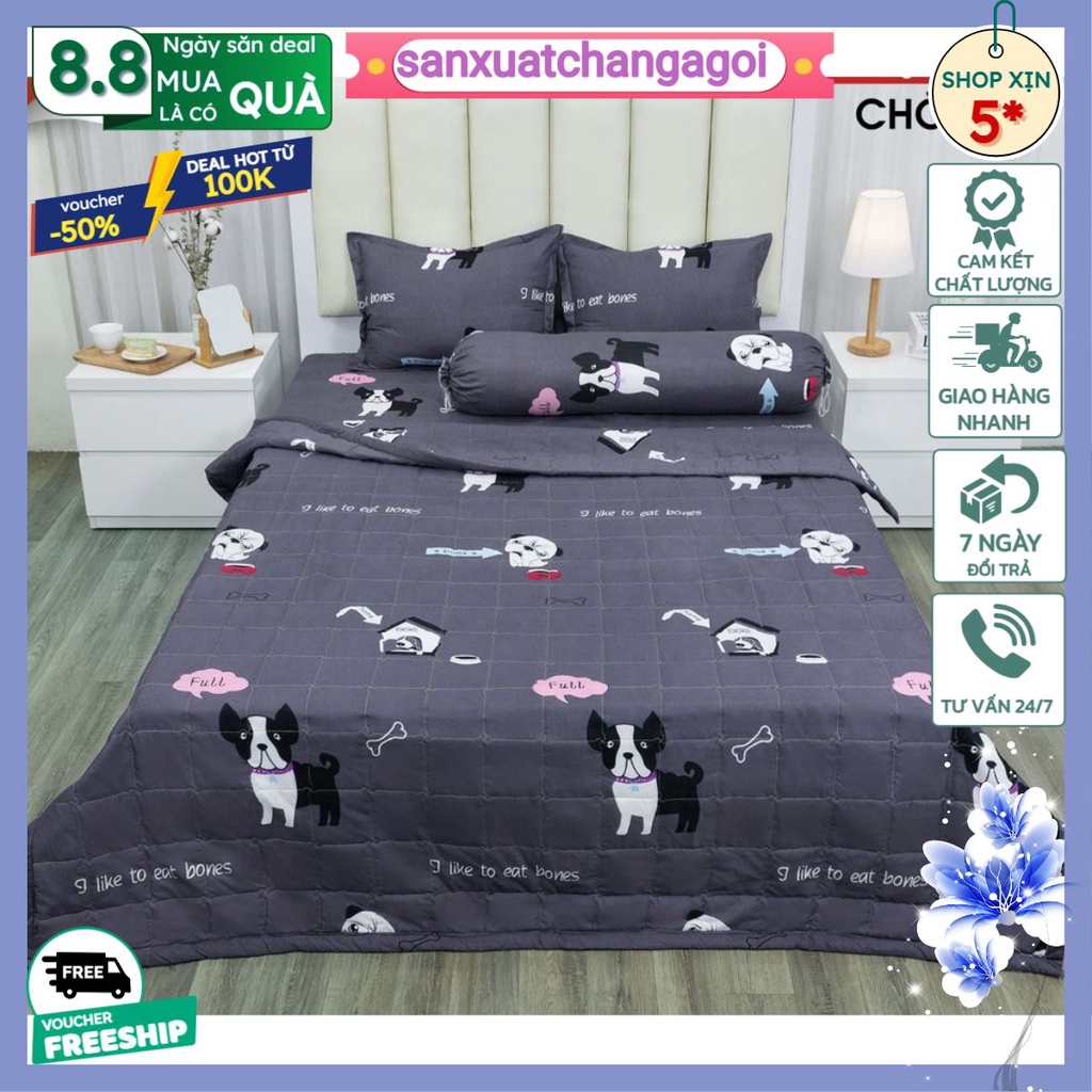 ga trải giường poly 1m2,1m4,1m5,1m6,1m8, ga giường,mẫu chó ghi