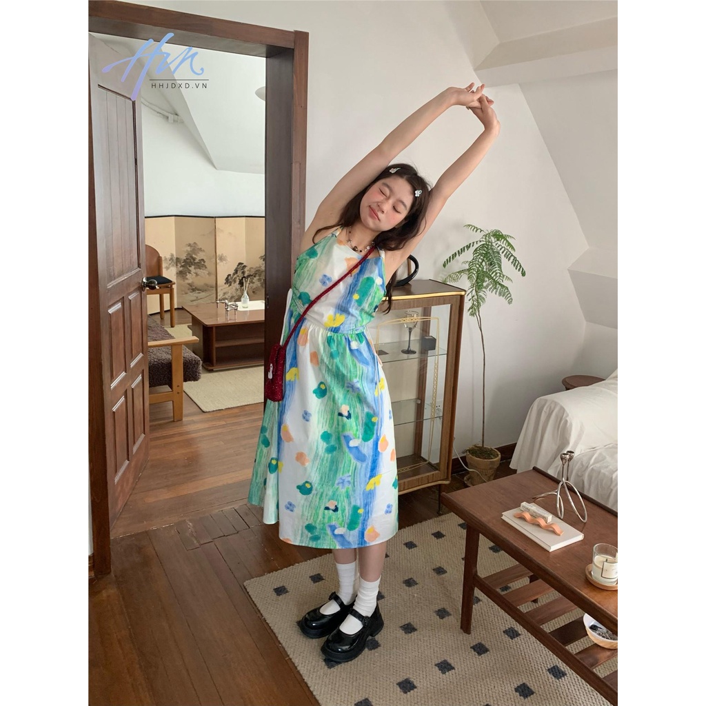 Đầm Hai Dây Mùa Hè Dáng Dài Vừa Vặn Vẽ Tranh Sơn Dầu Yamagrandma Phong Cách Mới Ngọt Ngào Cho Bé Gái