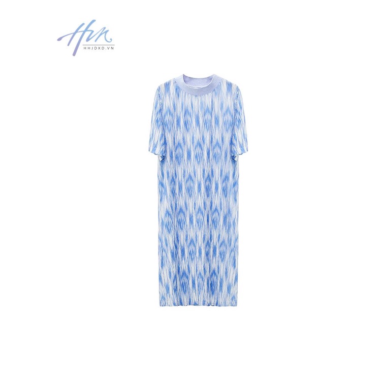 Đầm Tay Ngắn Cổ Tròn Xếp Ly Dáng Rộng In Họa Tiết Thời Trang Mùa Hè 2023 Mới Cho Nữ