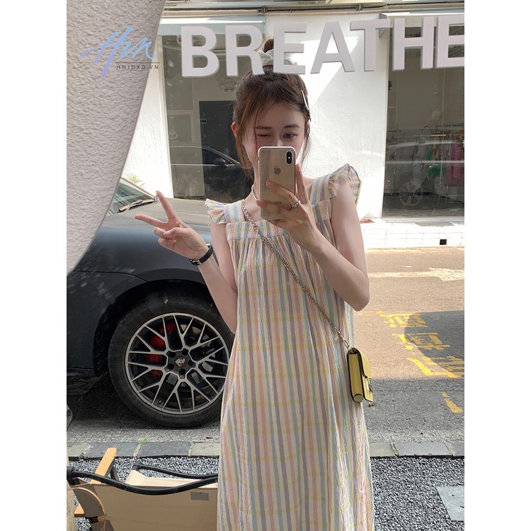 Đầm Tay Cánh Tiên Kẻ Sọc Cầu Vồng Phong Cách Mới Mùa Hè 2023