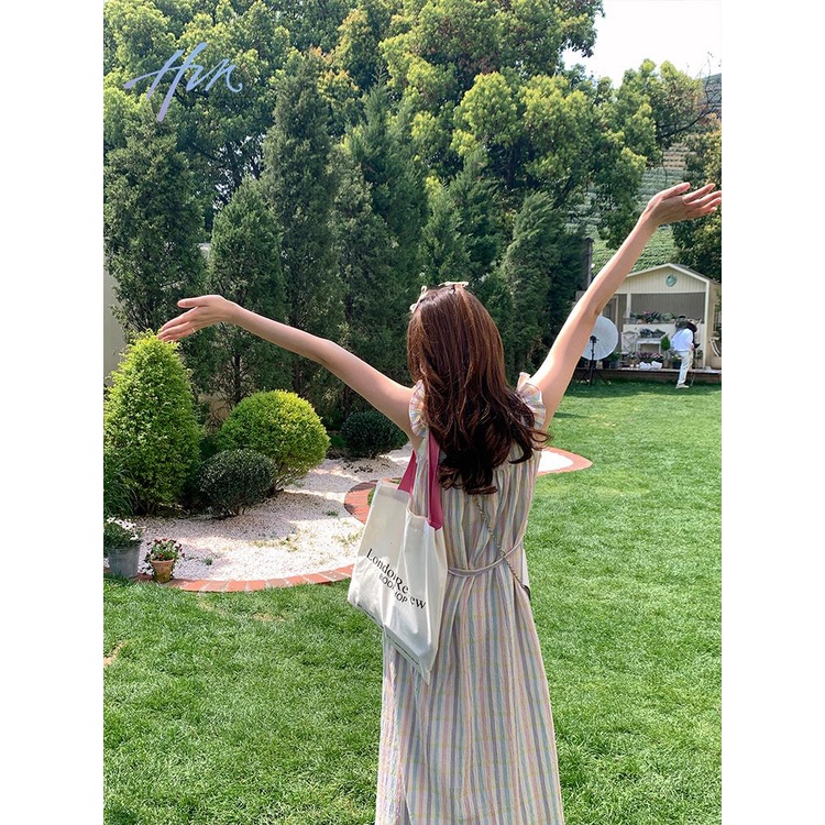 Đầm Tay Cánh Tiên Kẻ Sọc Cầu Vồng Phong Cách Mới Mùa Hè 2023