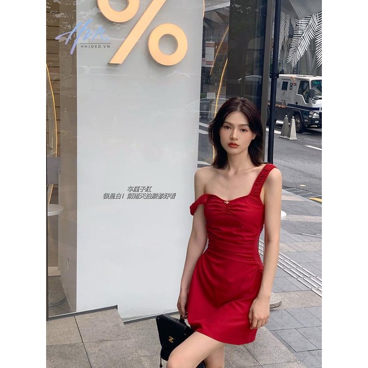 Đầm Hai Dây Cổ Chữ v Lưng Cao Dáng Ôm Thời Trang Mùa Hè Cho Nữ