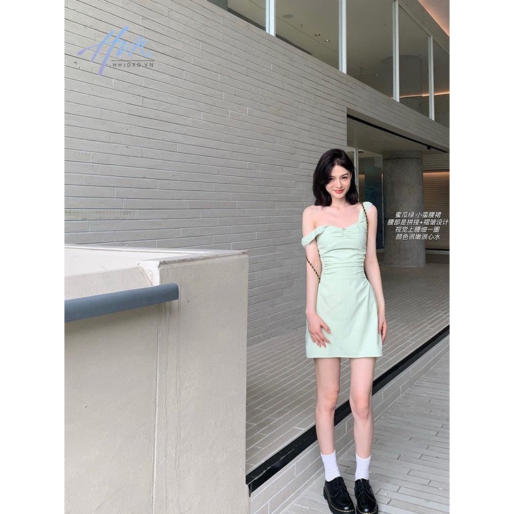 Đầm Hai Dây Cổ Chữ v Lưng Cao Dáng Ôm Thời Trang Mùa Hè Cho Nữ