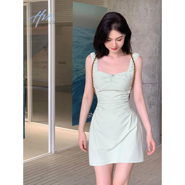 Đầm Hai Dây Cổ Chữ v Lưng Cao Dáng Ôm Thời Trang Mùa Hè Cho Nữ