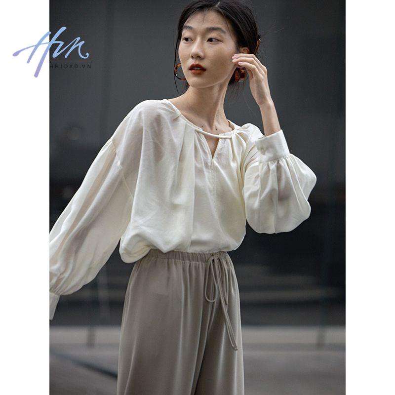 Áo Sơ Mi Chống Nắng Cao Cấp Cổ Chữ v Tay Bồng Thời Trang Mùa Hè 2023 Phong Cách Pháp Mới