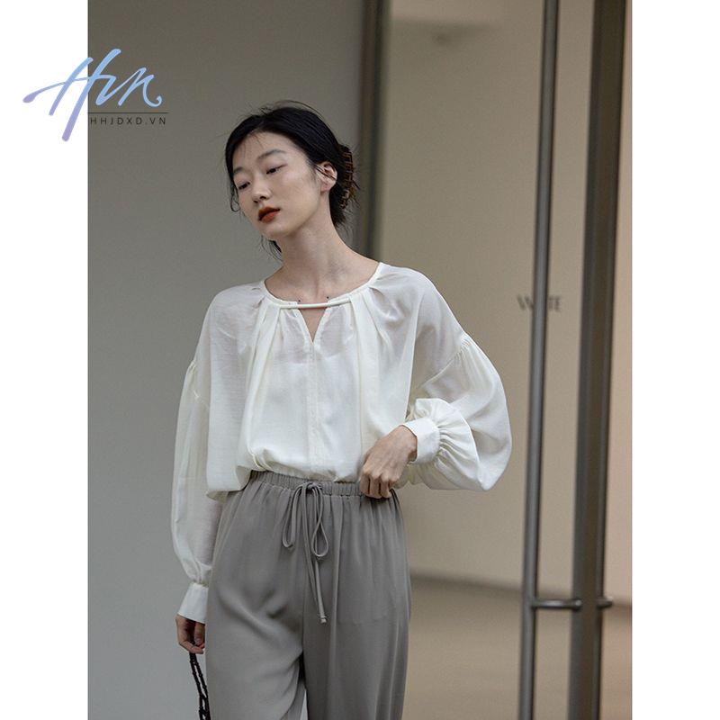 Áo Sơ Mi Chống Nắng Cao Cấp Cổ Chữ v Tay Bồng Thời Trang Mùa Hè 2023 Phong Cách Pháp Mới