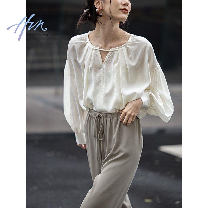 Áo Sơ Mi Chống Nắng Cao Cấp Cổ Chữ v Tay Bồng Thời Trang Mùa Hè 2023 Phong Cách Pháp Mới