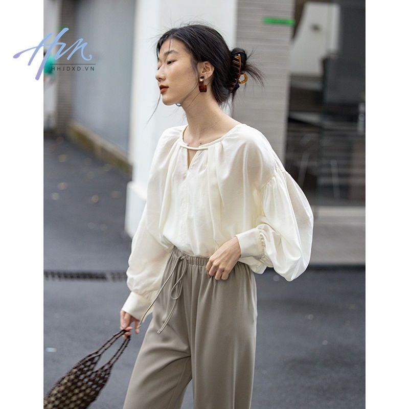 Áo Sơ Mi Chống Nắng Cao Cấp Cổ Chữ v Tay Bồng Thời Trang Mùa Hè 2023 Phong Cách Pháp Mới