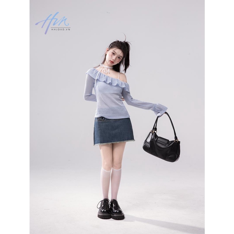 Áo Kiểu Phối Bèo Thời Trang Mùa Hè Xinh Xắn Cho Nữ