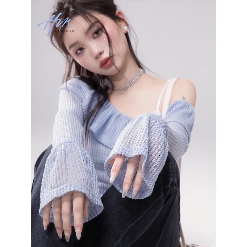 Áo Kiểu Phối Bèo Thời Trang Mùa Hè Xinh Xắn Cho Nữ