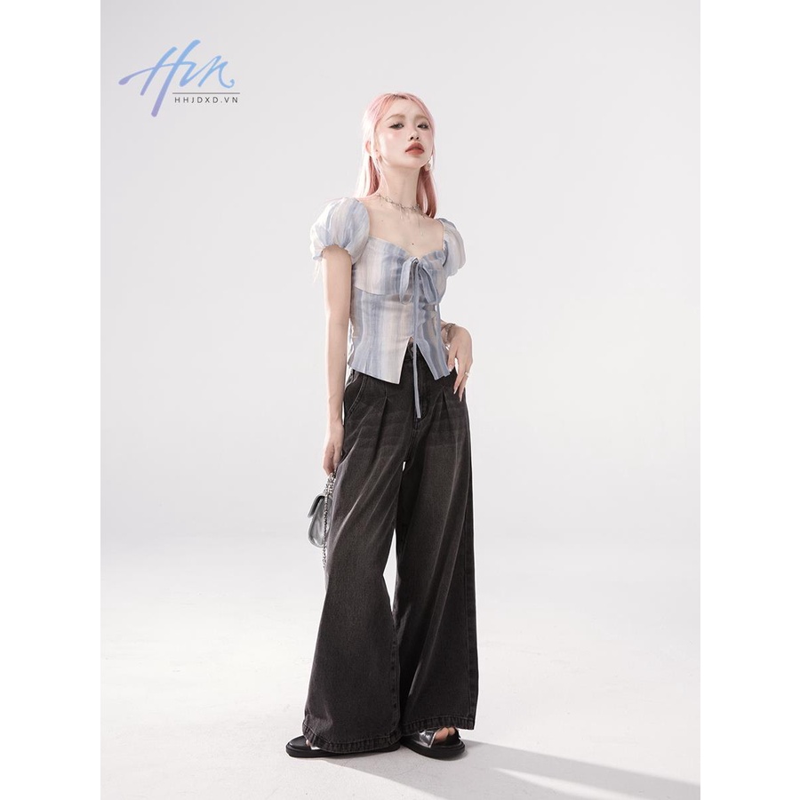 Oneofuuu Bộ Đồ Họa Tiết Kẻ Sọc Nhuộm Màu Phong Cách Mới Mùa Hè Cho Nữ