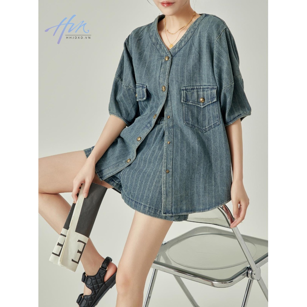 Áo Khoác Denim Cao Cấp Phong Cách Hong Kong Thời Trang Mùa Hè 2023 Mới