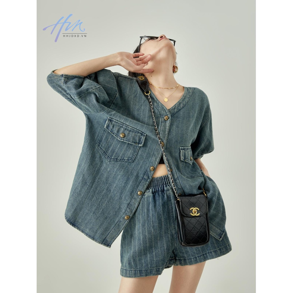 Áo Khoác Denim Cao Cấp Phong Cách Hong Kong Thời Trang Mùa Hè 2023 Mới