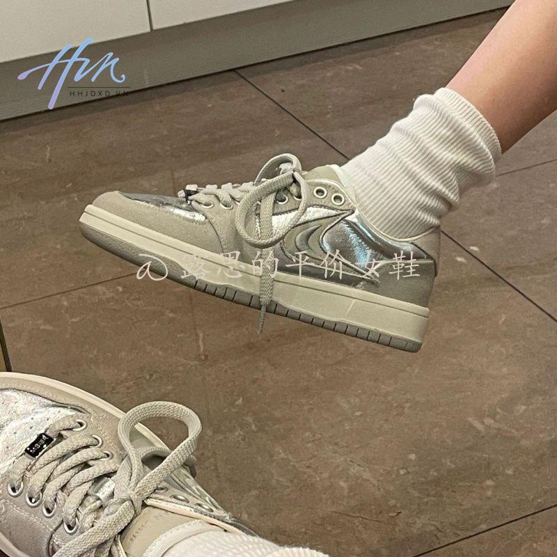 Giày Thể Thao Camssoo2023 Đế Dày Thoáng Khí Màu Bạc Thời Trang Mùa Hè Mới Cho Nữ