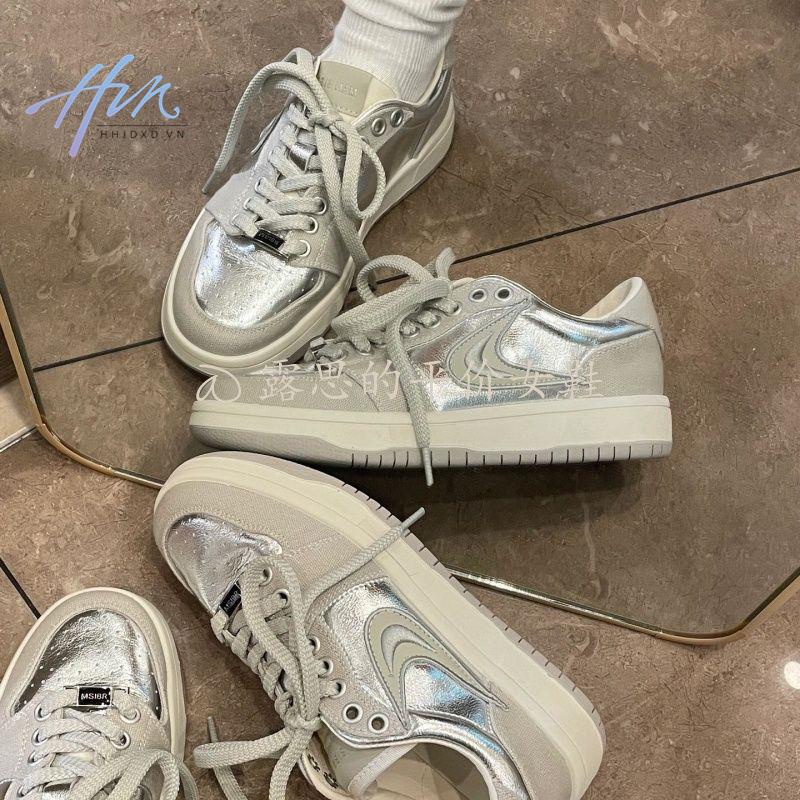 Giày Thể Thao Camssoo2023 Đế Dày Thoáng Khí Màu Bạc Thời Trang Mùa Hè Mới Cho Nữ