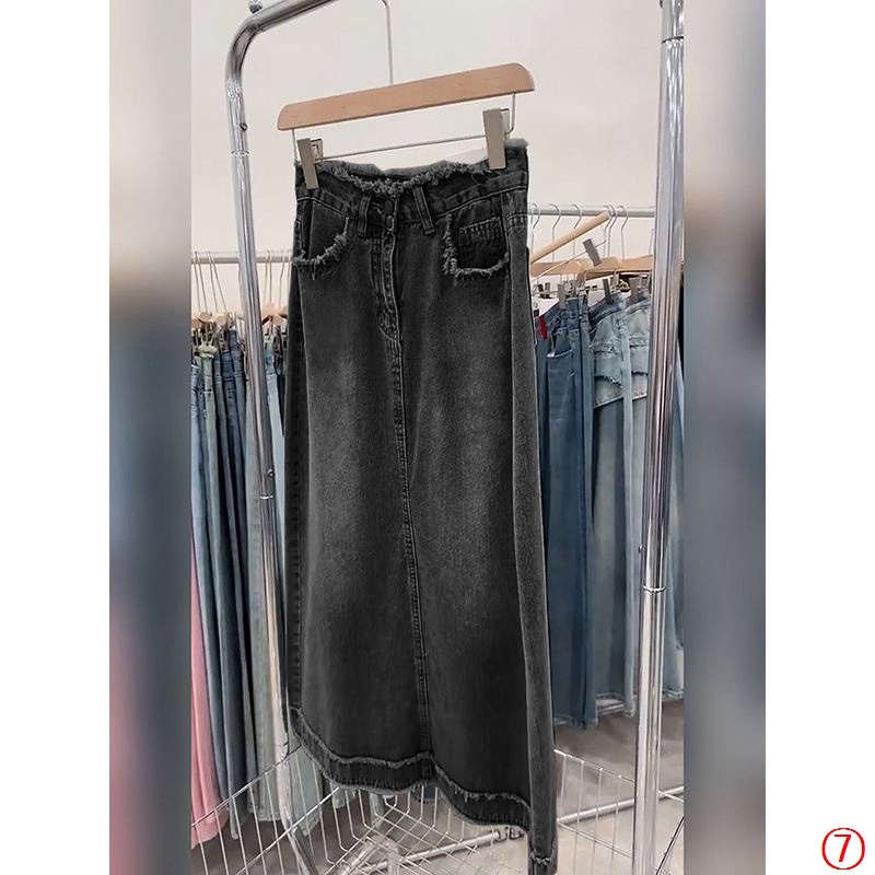 Chân Váy Denim Dài Dáng Chữ a Lưng Cao Xẻ Tà Thời Trang Mùa Hè Hàng Mới 2023 Dành Cho Bạn Nữ