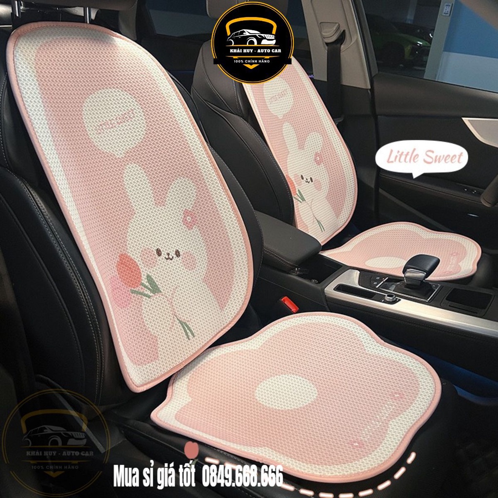 Lót ghế tản nhiệt cao cấp - Gối thỏ hồng dễ thương - Trang trí nội thất ô tô - Khải Huy Scar