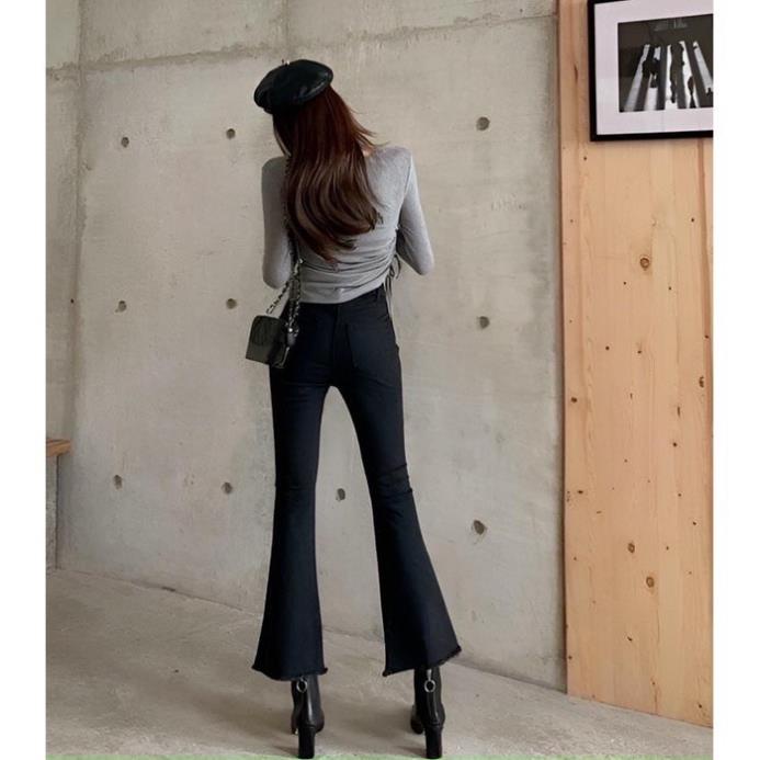 Quần Jeans Loe Rách Đùi Gấu Cắt, Quần Jeans Co Giãn Hack Dáng Thời Trang