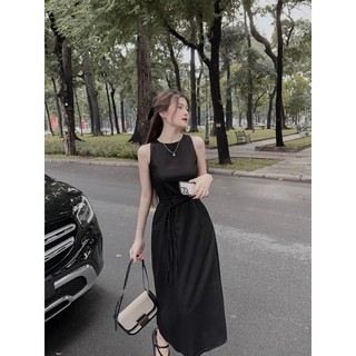 Đầm sát nách đũi lien đai tết