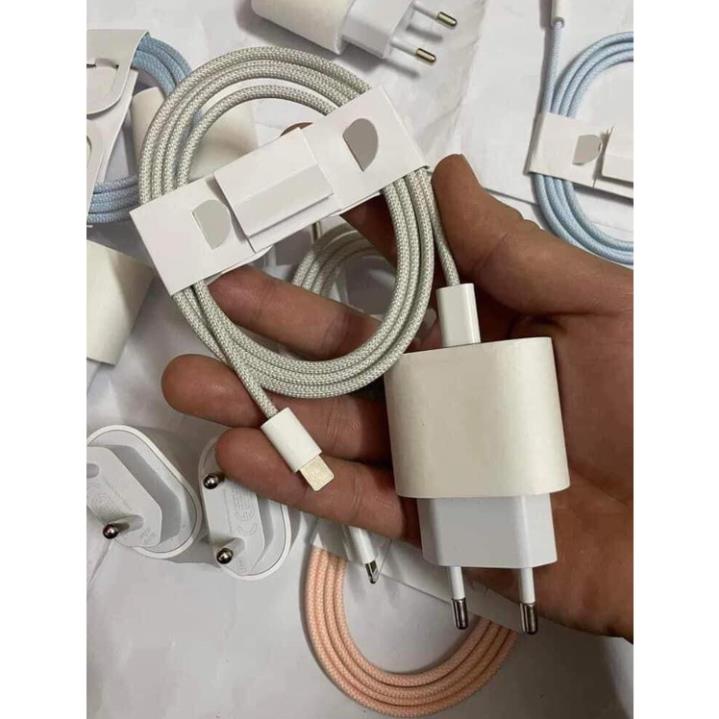 Bộ Sạc Nhanh PD 20W Cho Máy 8 đến 14 dây dù hoặc trắng trơn màu cáp dù giao ngẫu nhiên - Bảo hành 6 tháng